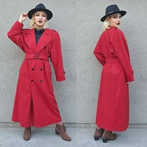 "Carmen San Diego" Red Vintage Trenchcoat by KH Collectibles Detective Sexy Spy